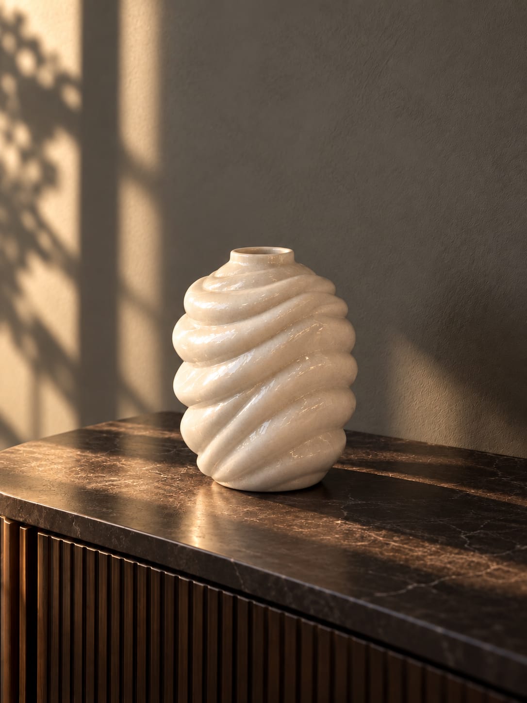 Vase blanc torsadé - vue 4