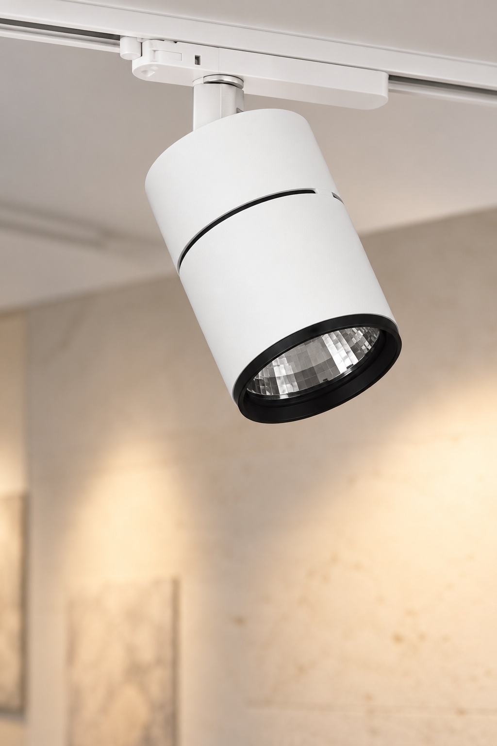 Spot cylindrique blanc orientable sur rail - vue 3