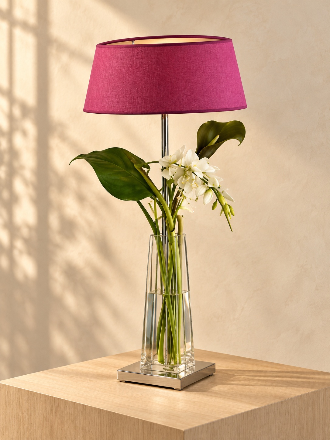 Lampe à poser florale fuchsia - vue 4