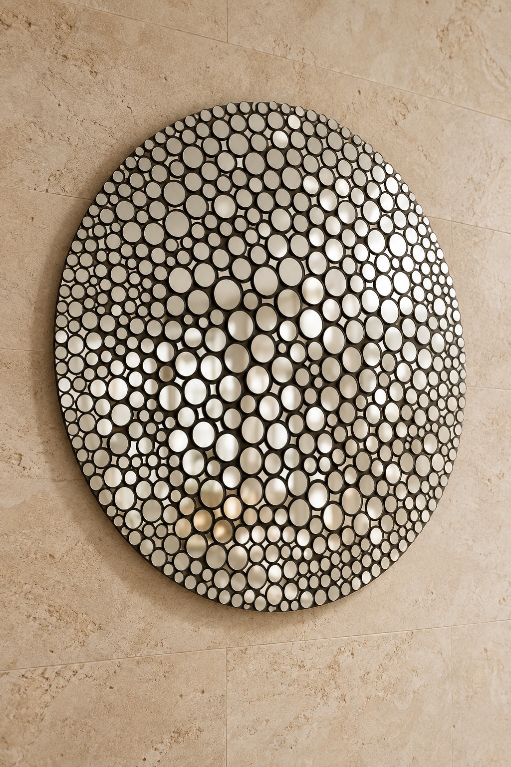 Décoration murale ronde à mosaïque argentée - vue 3