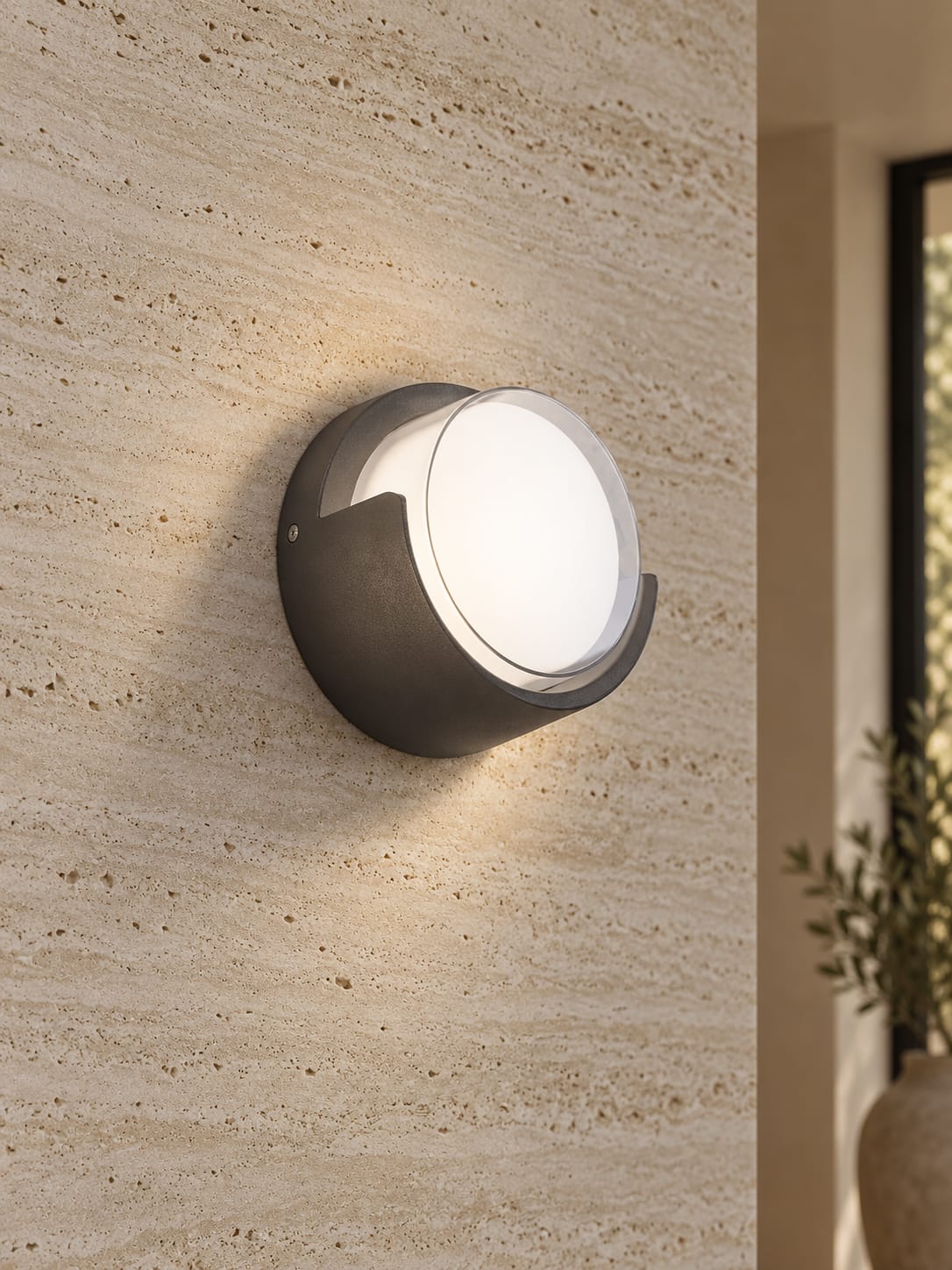Applique ronde anthracite à diffuseur opalin - vue 4