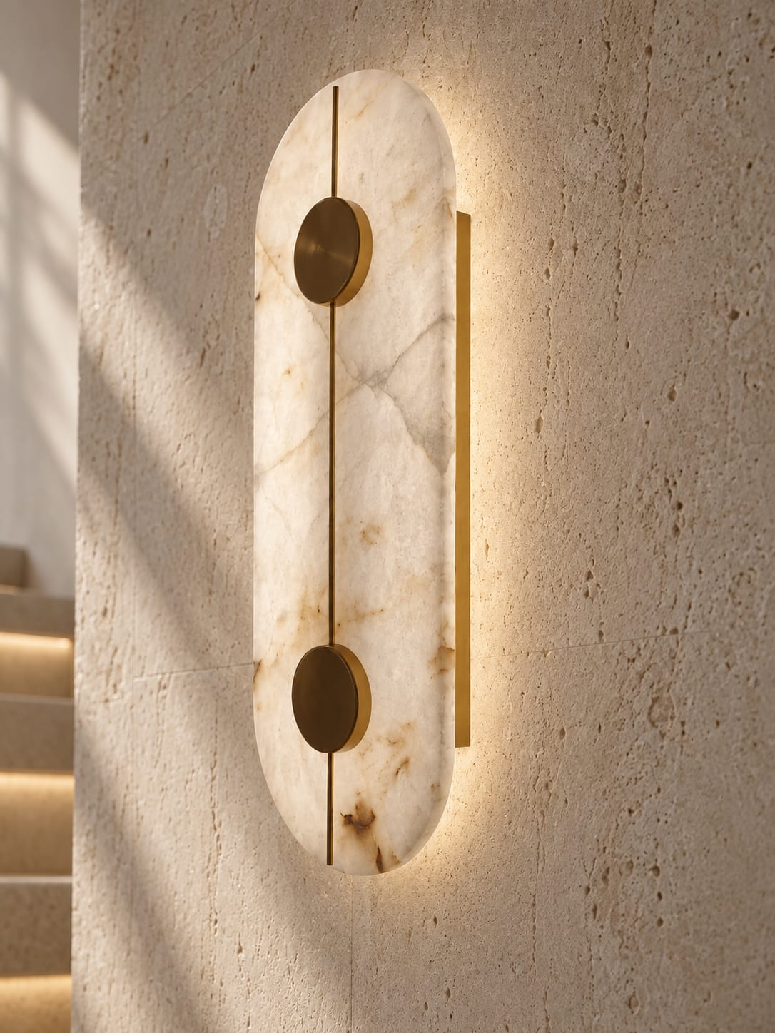 Applique oblongue effet marbre et finition dorée - vue 4
