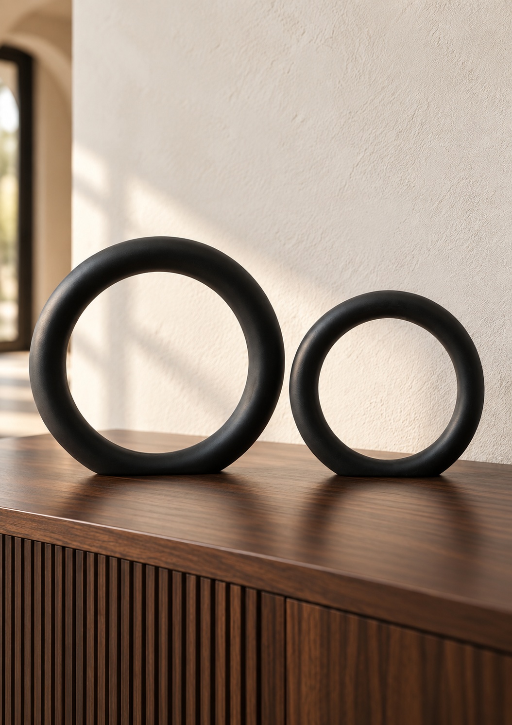 Duo de sculptures décoratives en anneau noir - vue 3