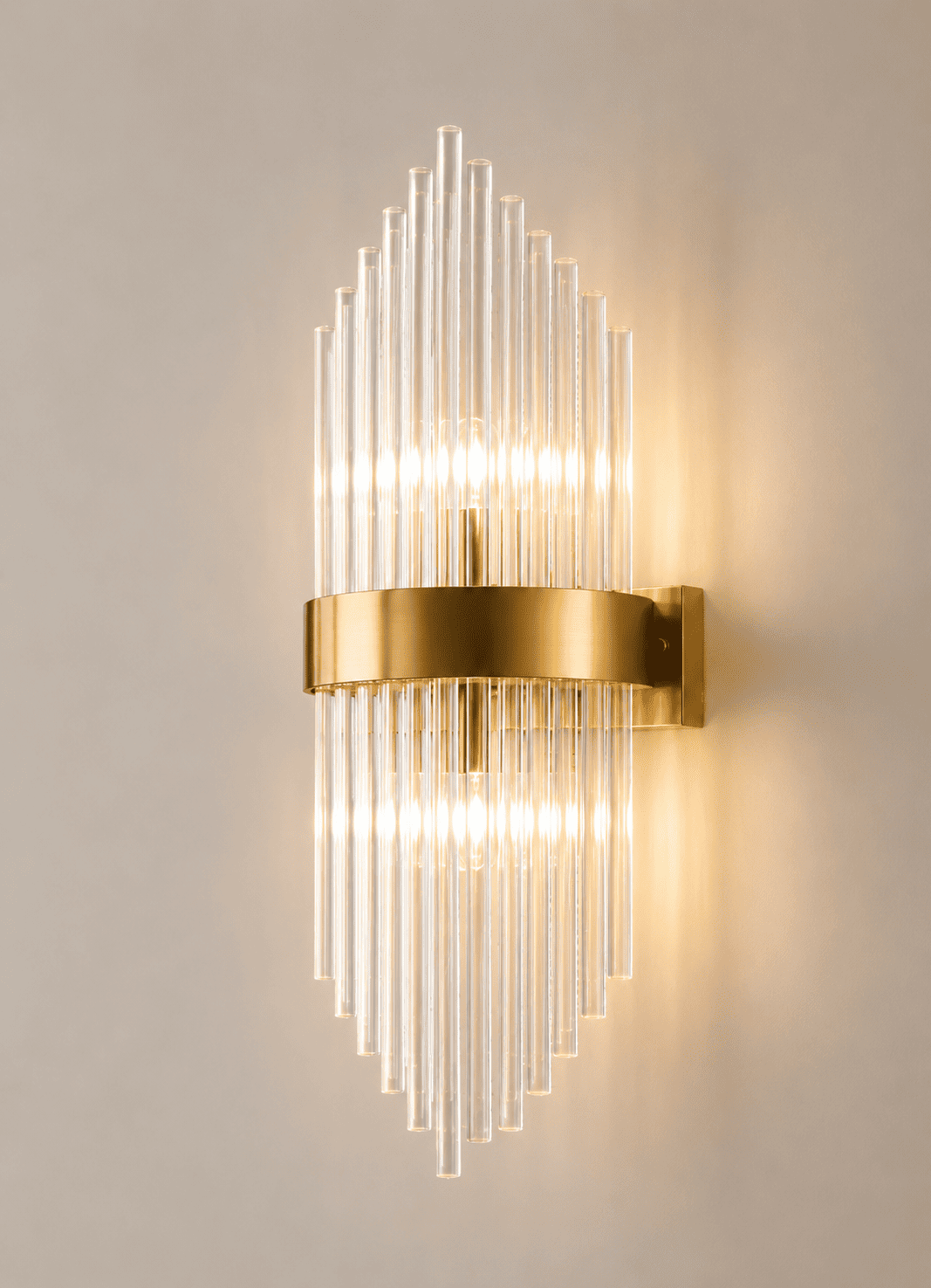 Applique Murale Chic en Cristal Flûté et Laiton - vue 2
