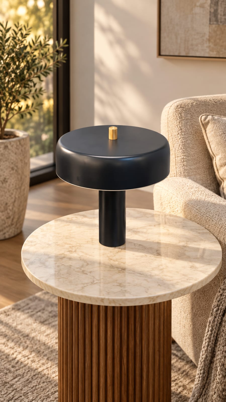 Lampe à poser noire avec détail doré - vue 4