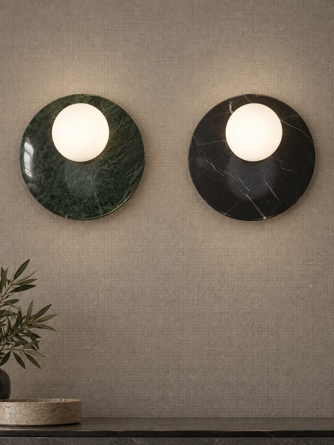 Applique à globe blanc et disque effet marbré - vue 3