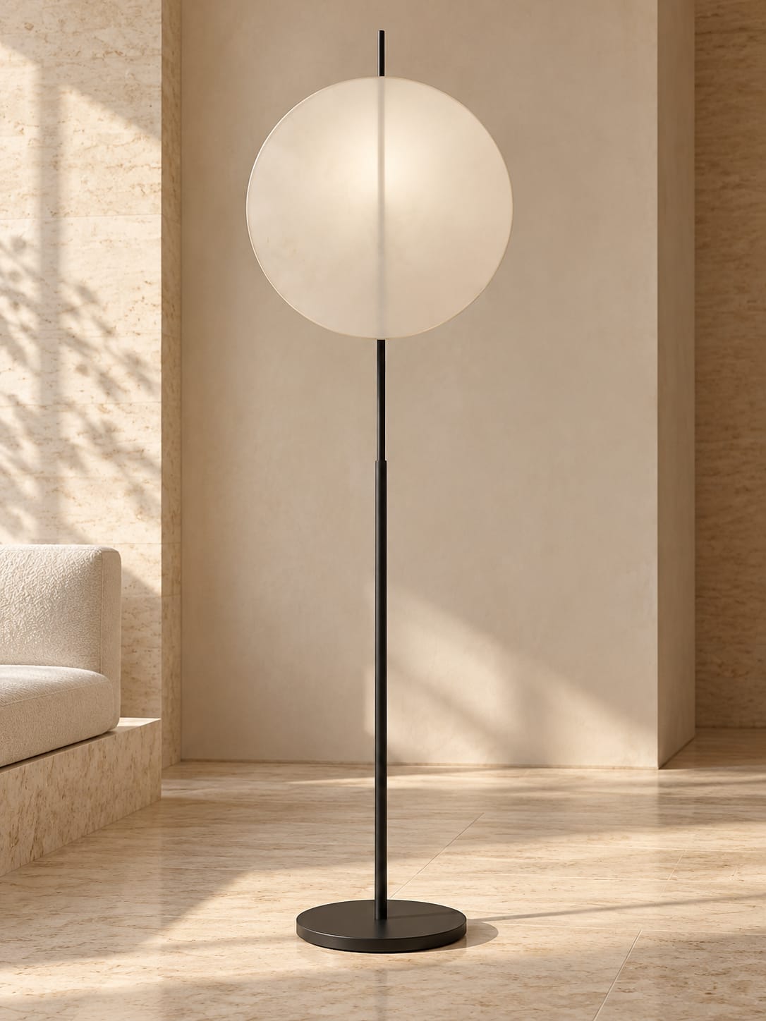 Lampadaire à disque blan - vue 2