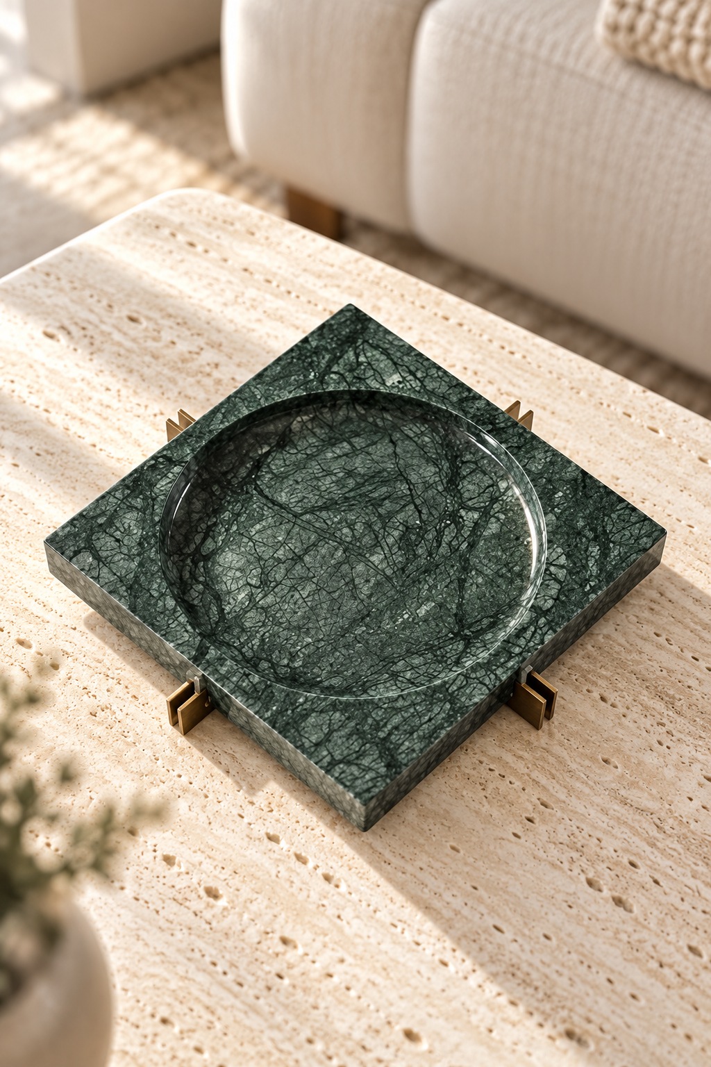 Coupelle décorative carrée effet marbre vert - vue 2