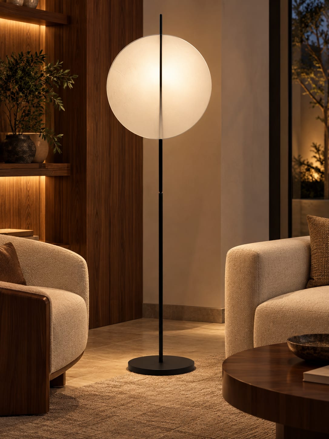 Lampadaire à disque blan - vue 5