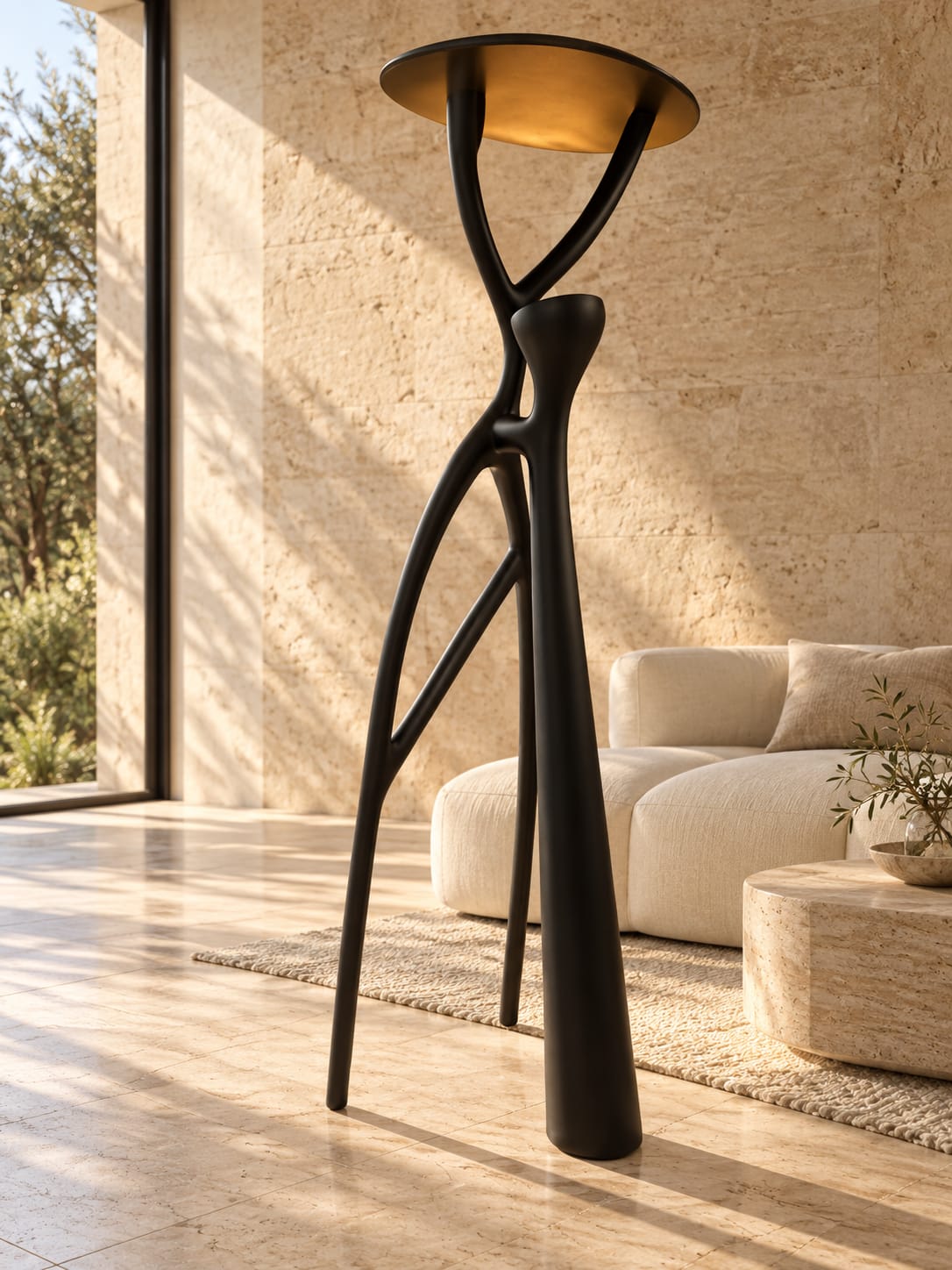 Lampadaire sculptural noir à silhouette organique - vue 4