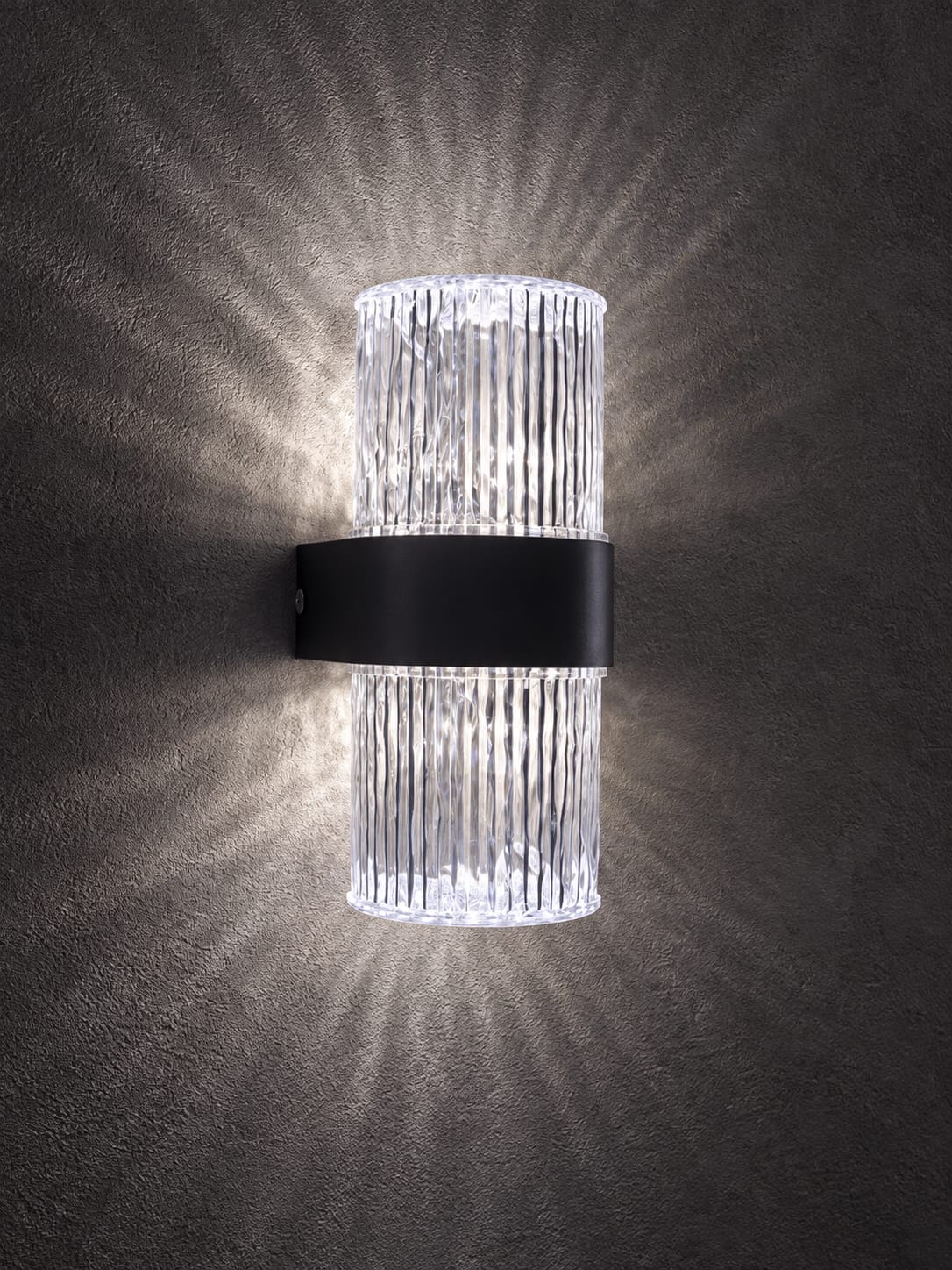 Applique noire à double diffuseur strié - vue 3