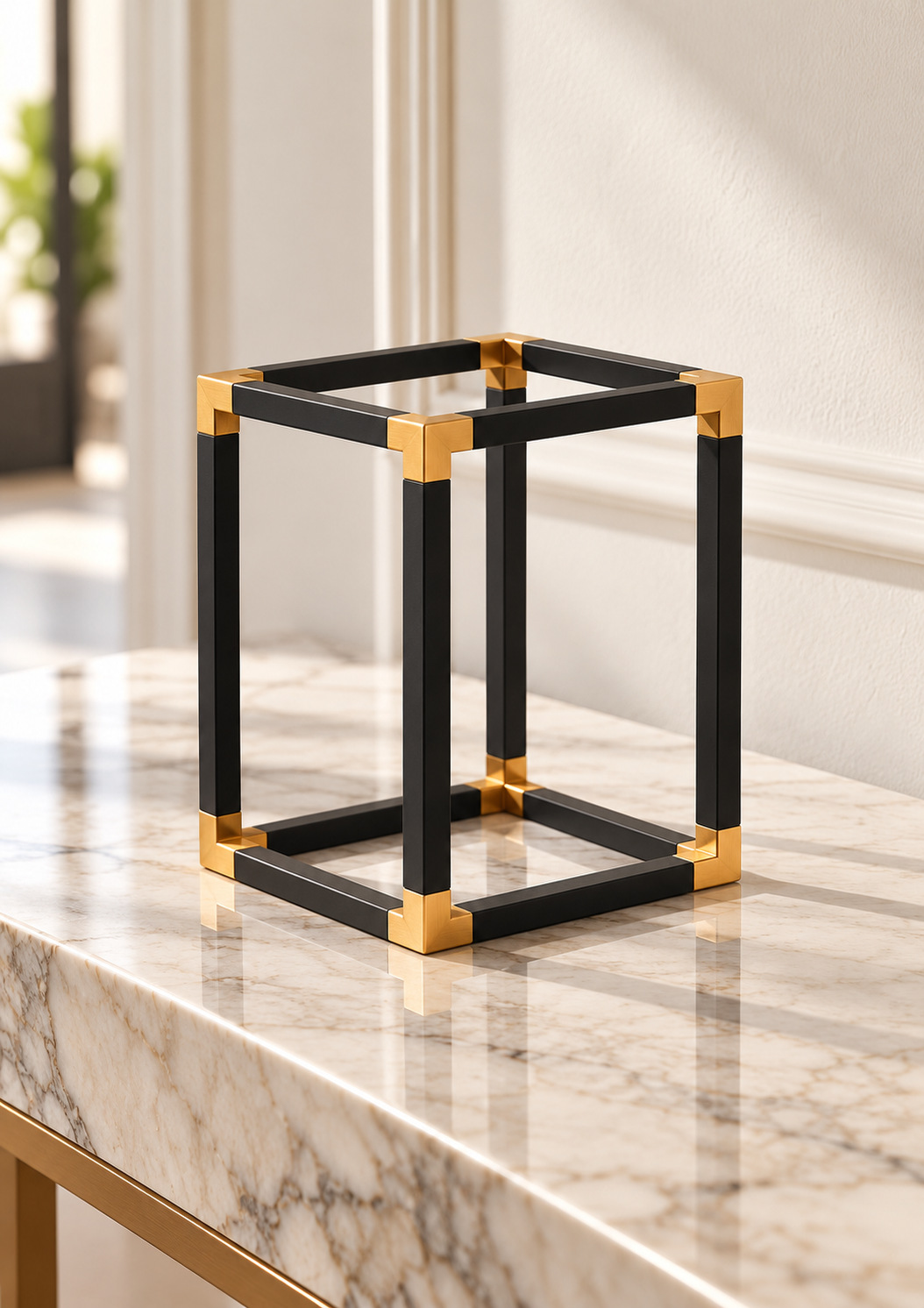 Structure décorative rectangulaire noire et dorée - vue 2