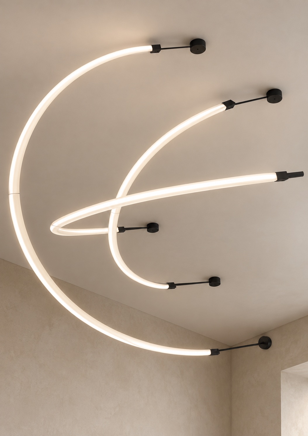 Suspension contemporaine à arcs lumineux - vue 3