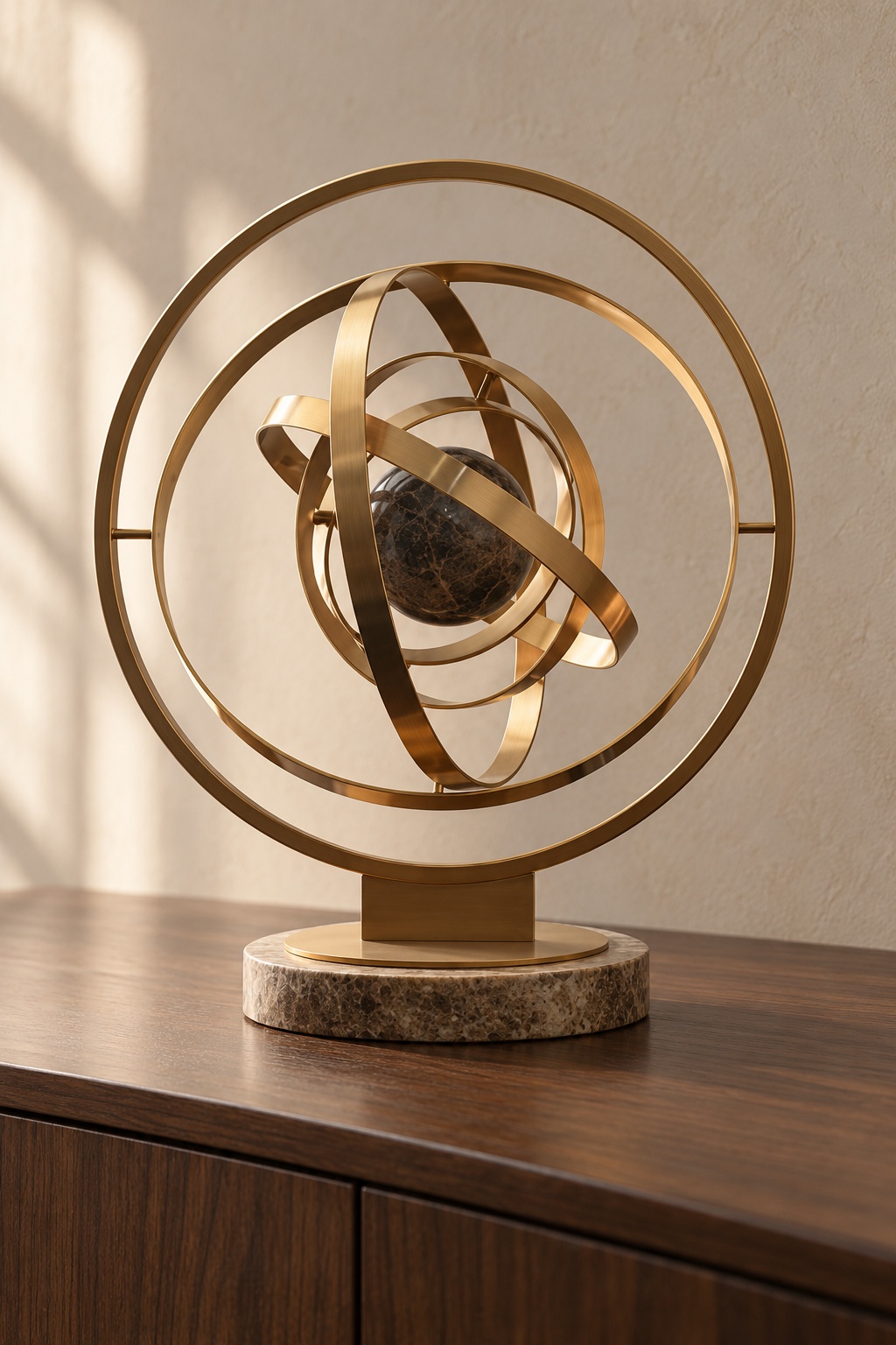 Sculpture décorative armillaire dorée - vue 4