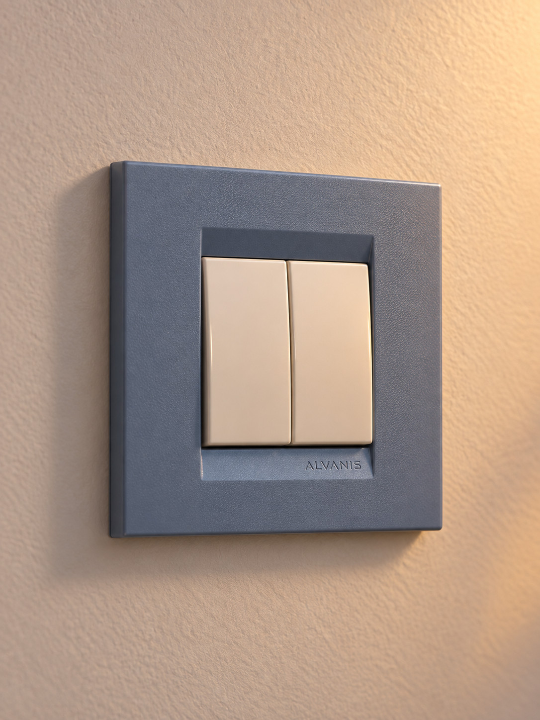 Interrupteur double bleu ardoise - vue 2