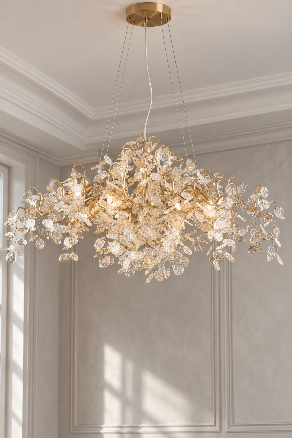 Lustre doré à feuillage transparent - vue 5