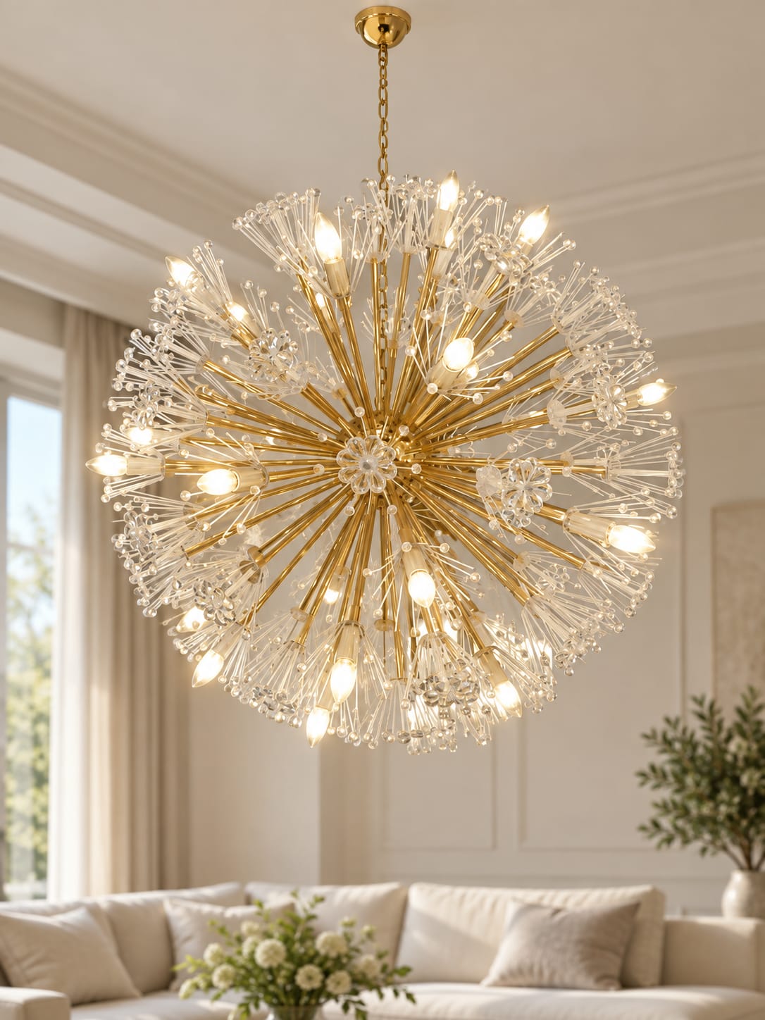 Lustre sphérique doré, style pissenlit - vue 4