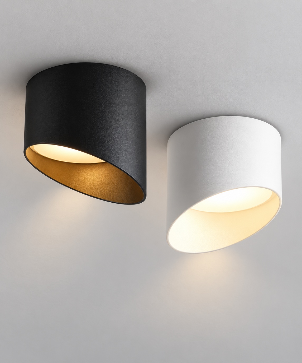 Plafonnier cylindrique biseauté — finitions noire et blanche - vue 4