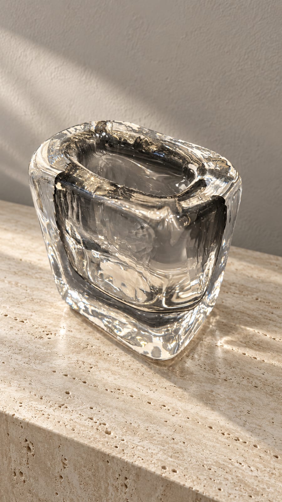 Vase sculptural en verre transparent - vue 3