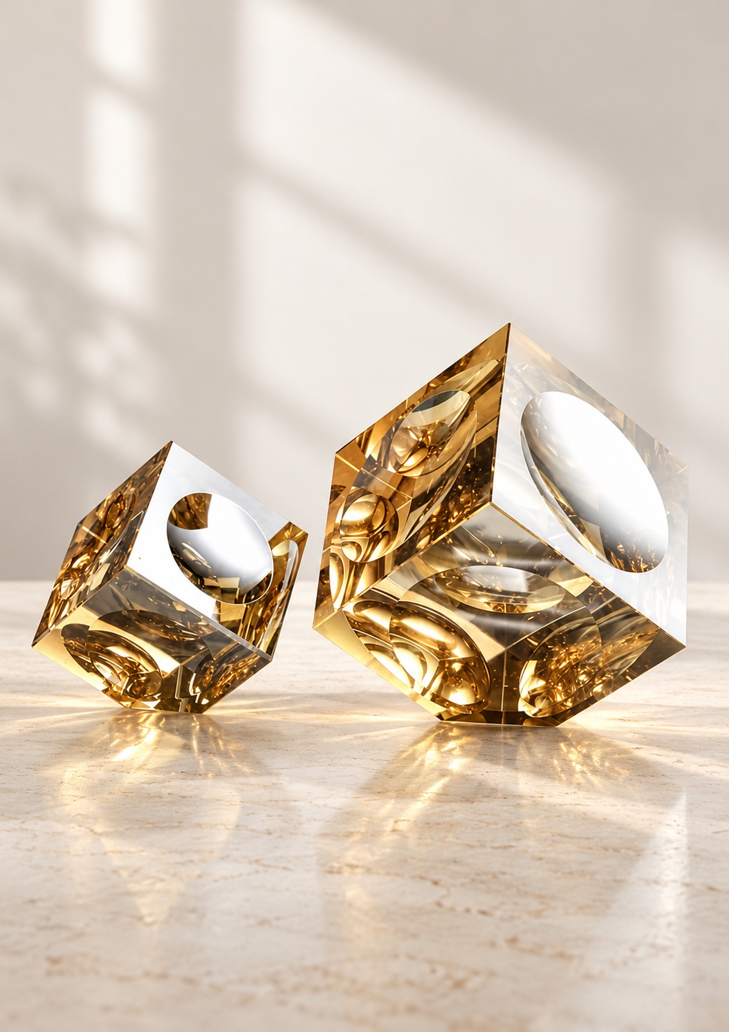 Duo de cubes décoratifs aux reflets ambrés - vue 5