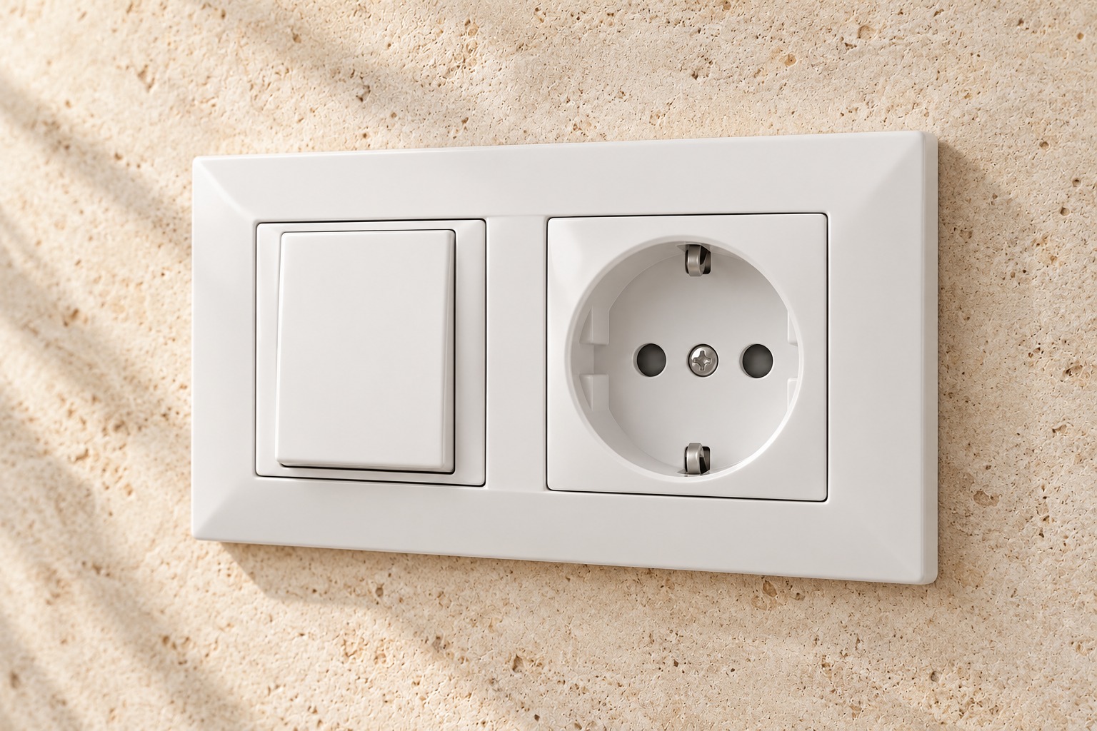 Ensemble blanc interrupteur et prise - vue 3