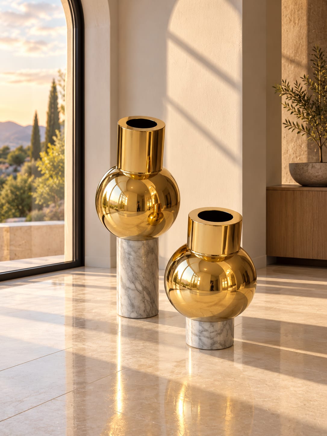 Vases décoratifs Sphère dorée — grand et petit modèles - vue 4