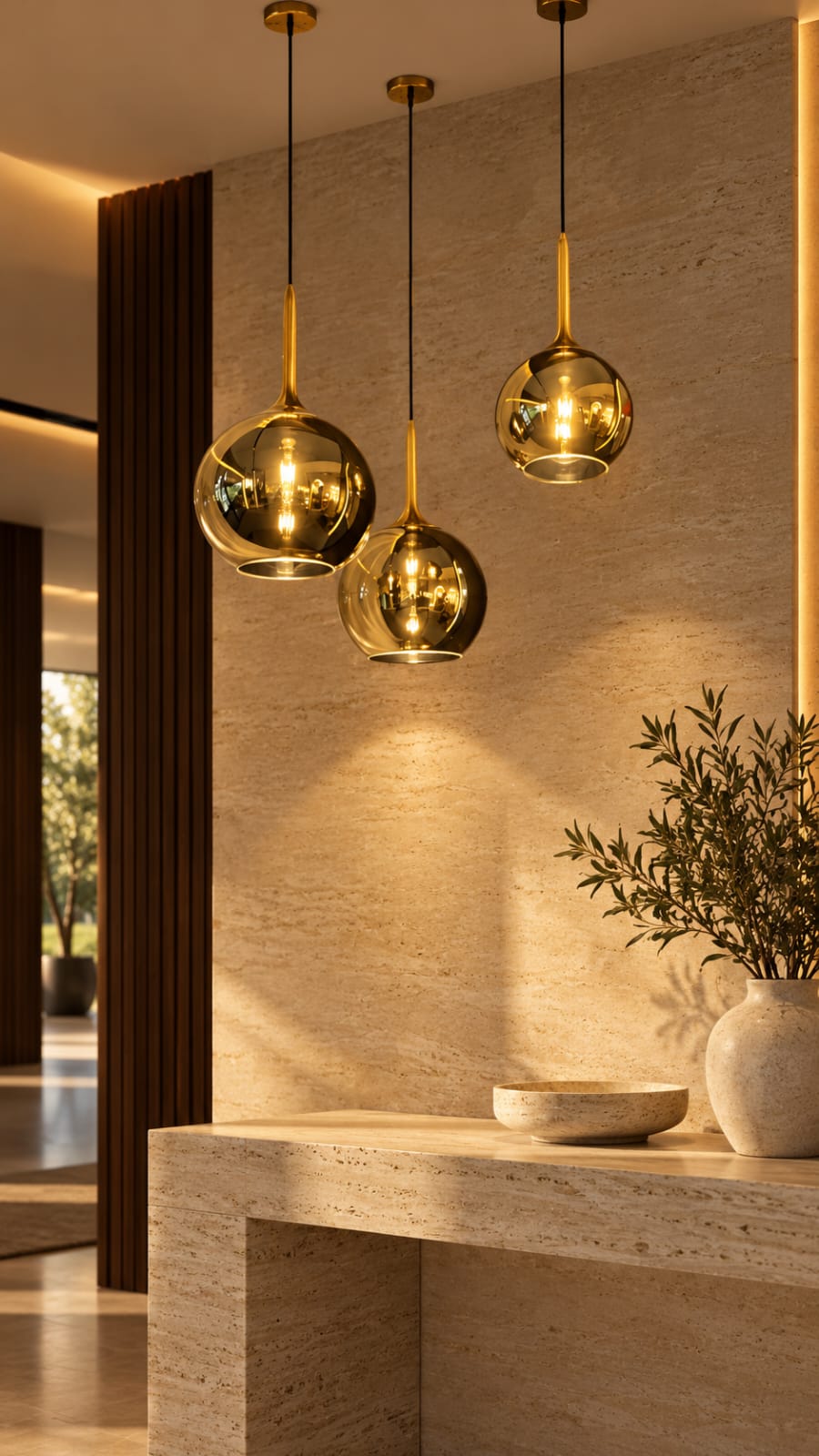 Suspensions à globes miroir dorés - vue 5