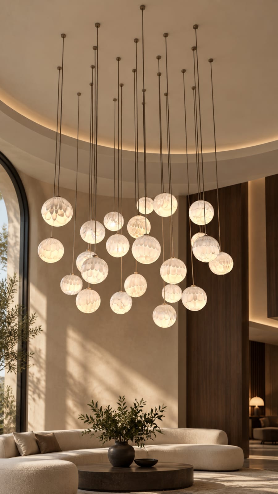 Suspension grappe à globes décor pétales - vue 3