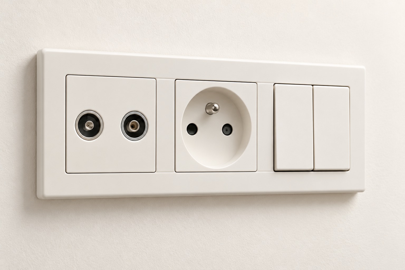Ensemble blanc prises et double interrupteur - vue 5