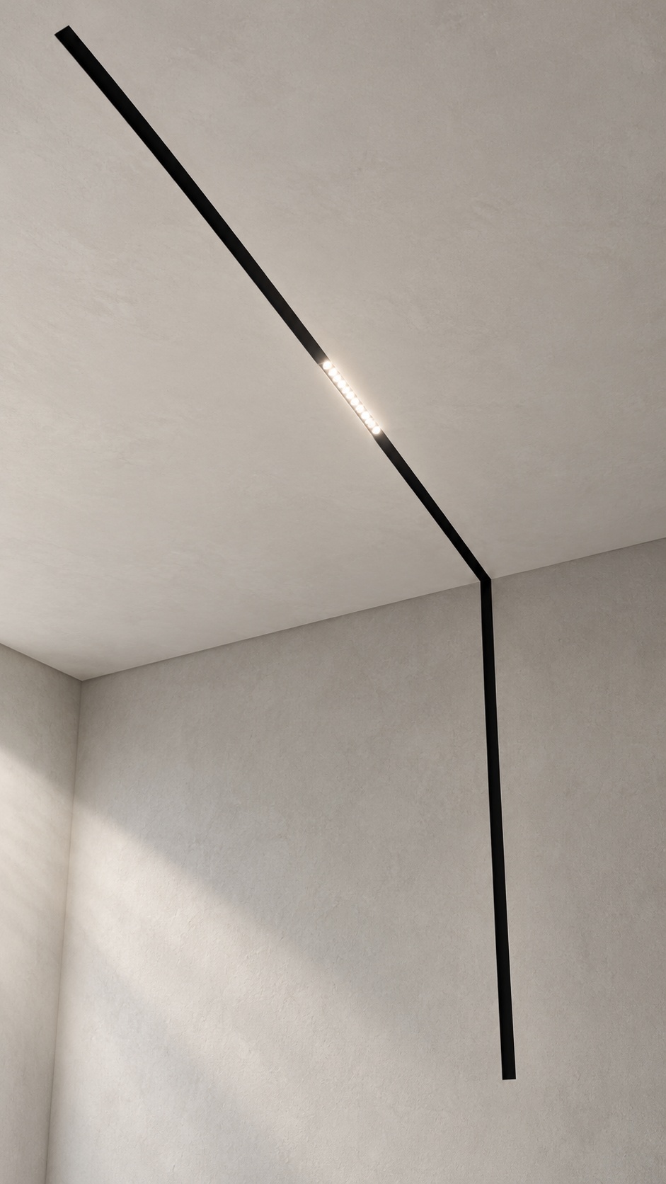 Rail d’éclairage noir avec retour mur-plafond - vue 5