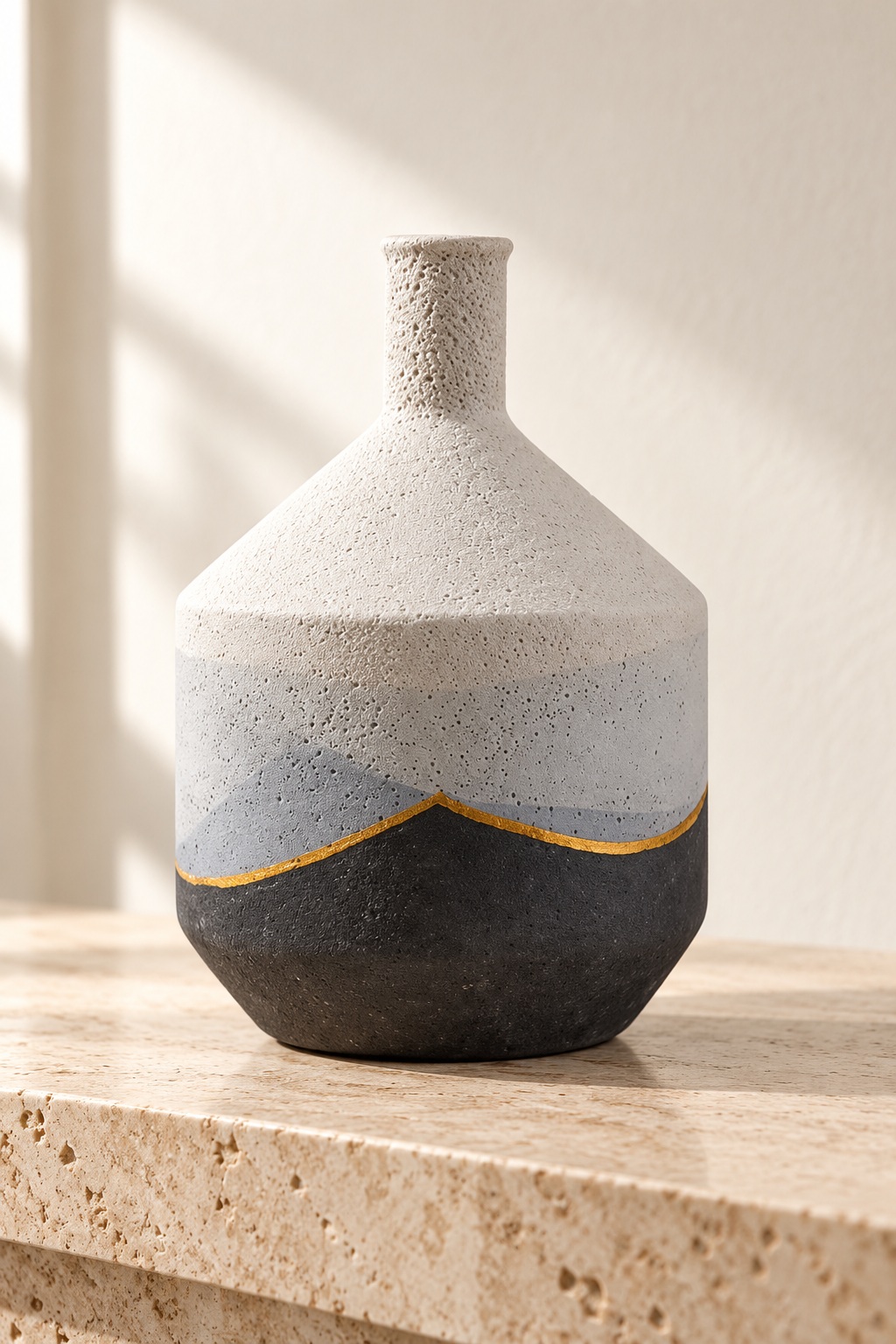 Vase bas arrondi à liseré doré - vue 2
