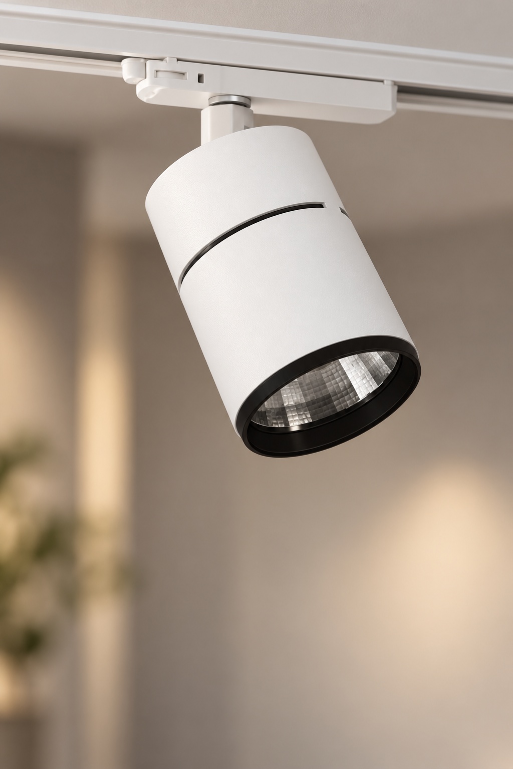 Spot cylindrique blanc orientable sur rail - vue 4