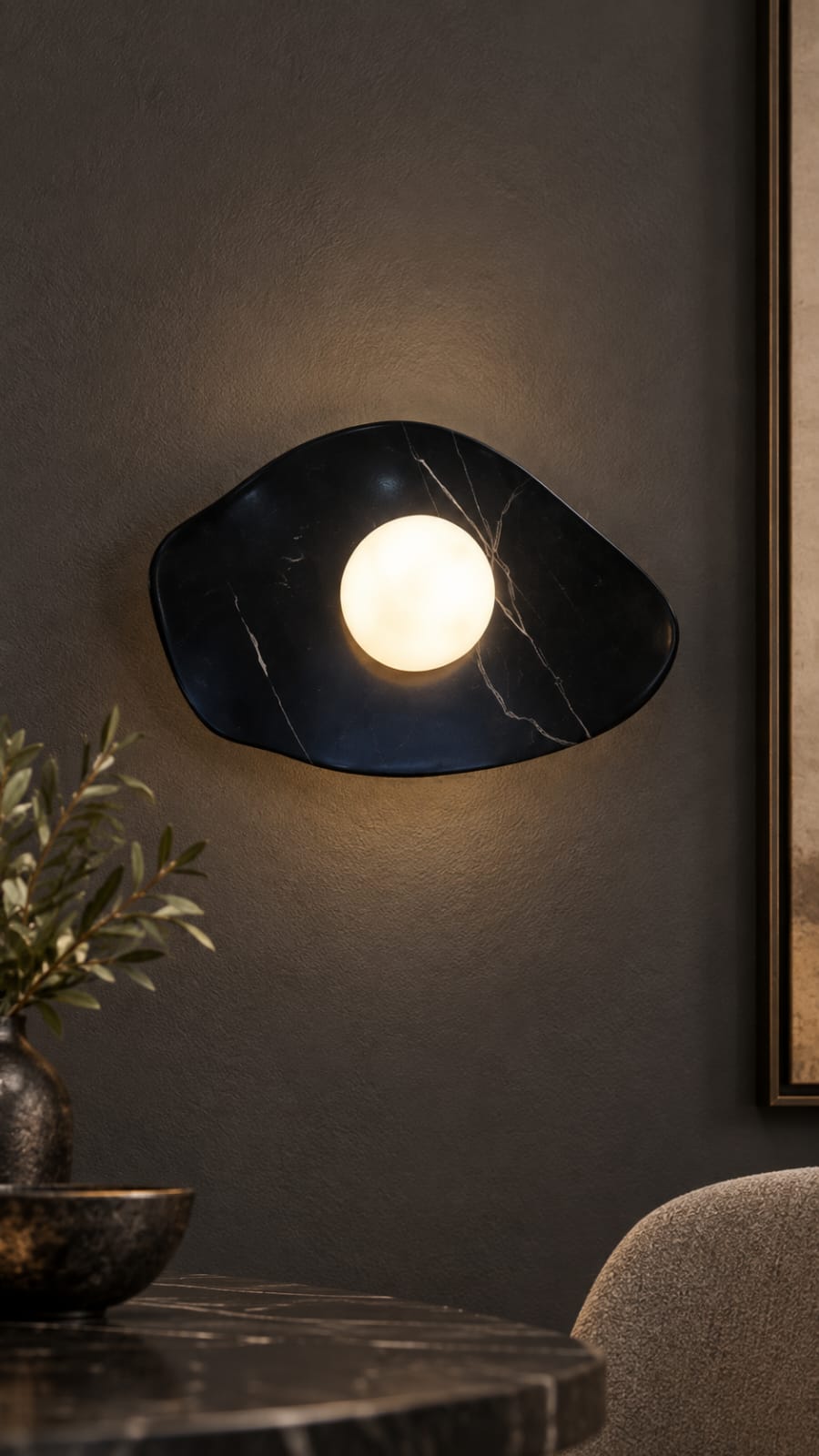 Applique Galet noir veiné – 1 globe - vue 4