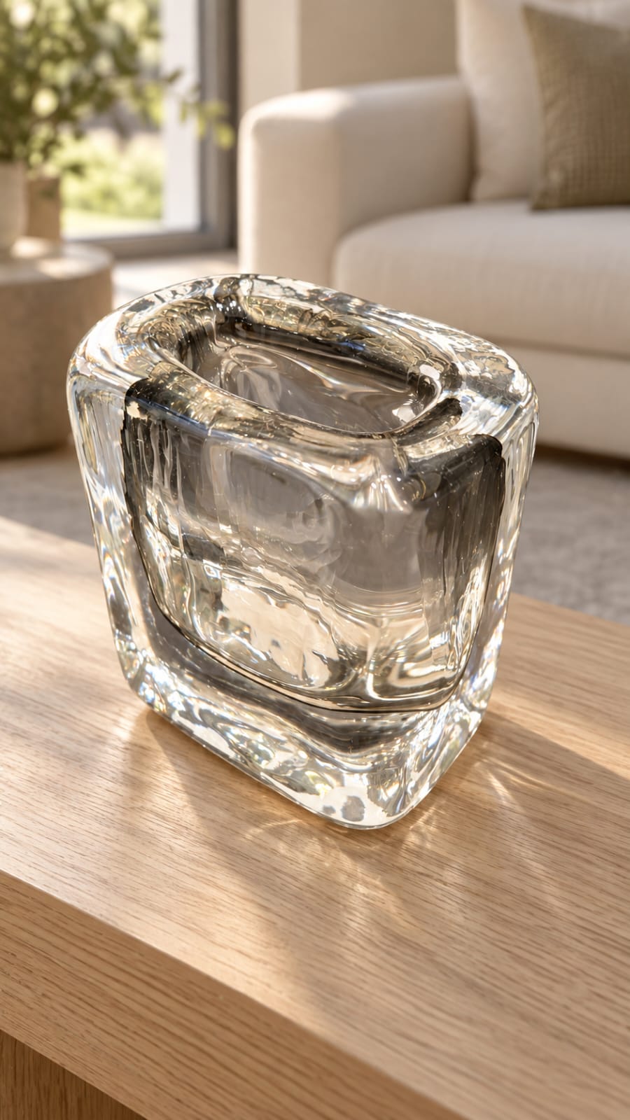 Vase sculptural en verre transparent - vue 2
