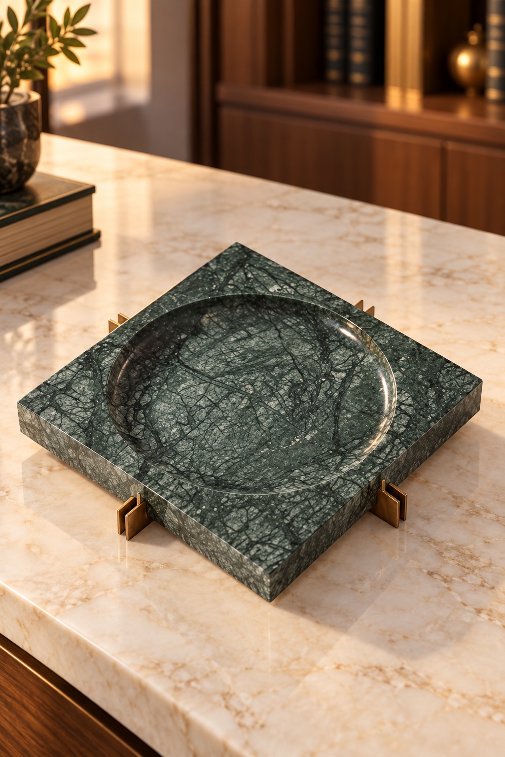 Coupelle décorative carrée effet marbre vert - vue 3