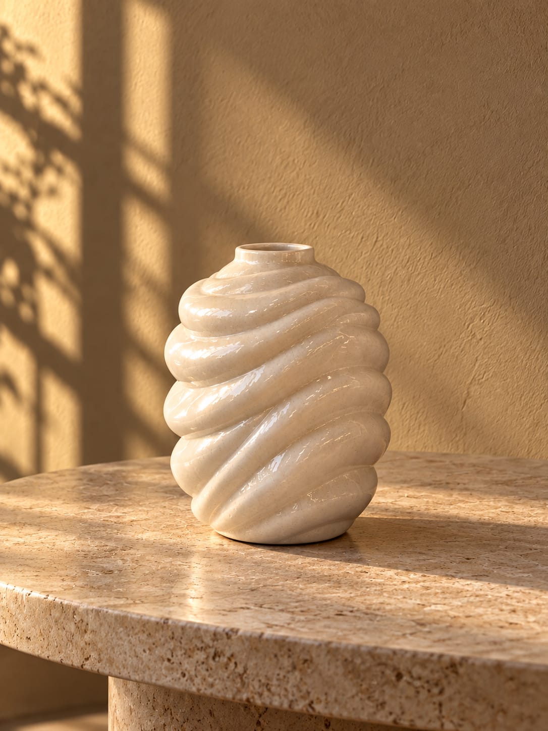 Vase blanc torsadé - vue 3