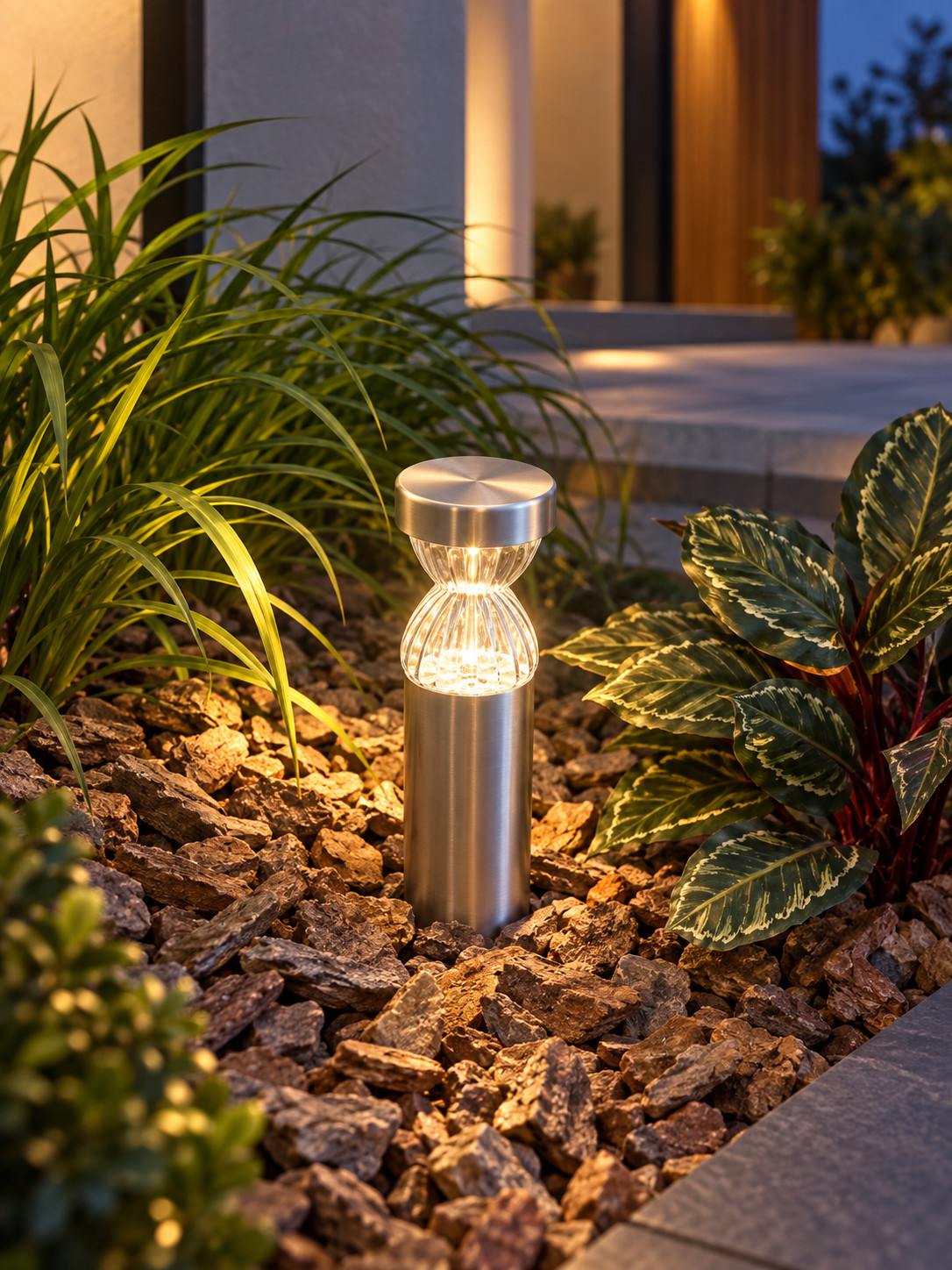 Borne lumineuse cylindrique à diffuseur nervuré - vue 2