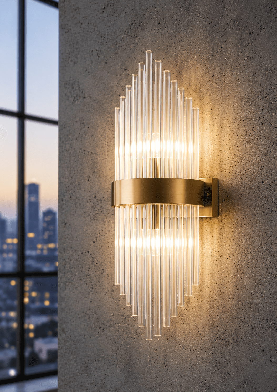 Applique Murale Chic en Cristal Flûté et Laiton - vue 3