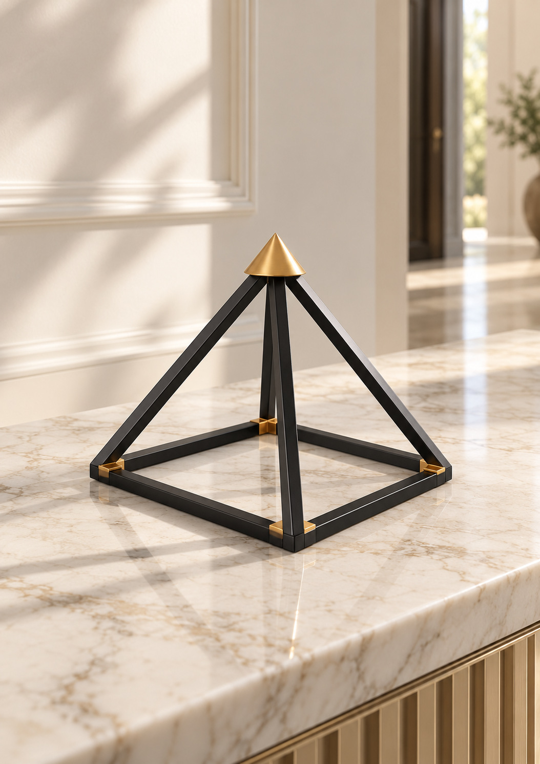 Pyramide décorative noire et dorée - vue 3