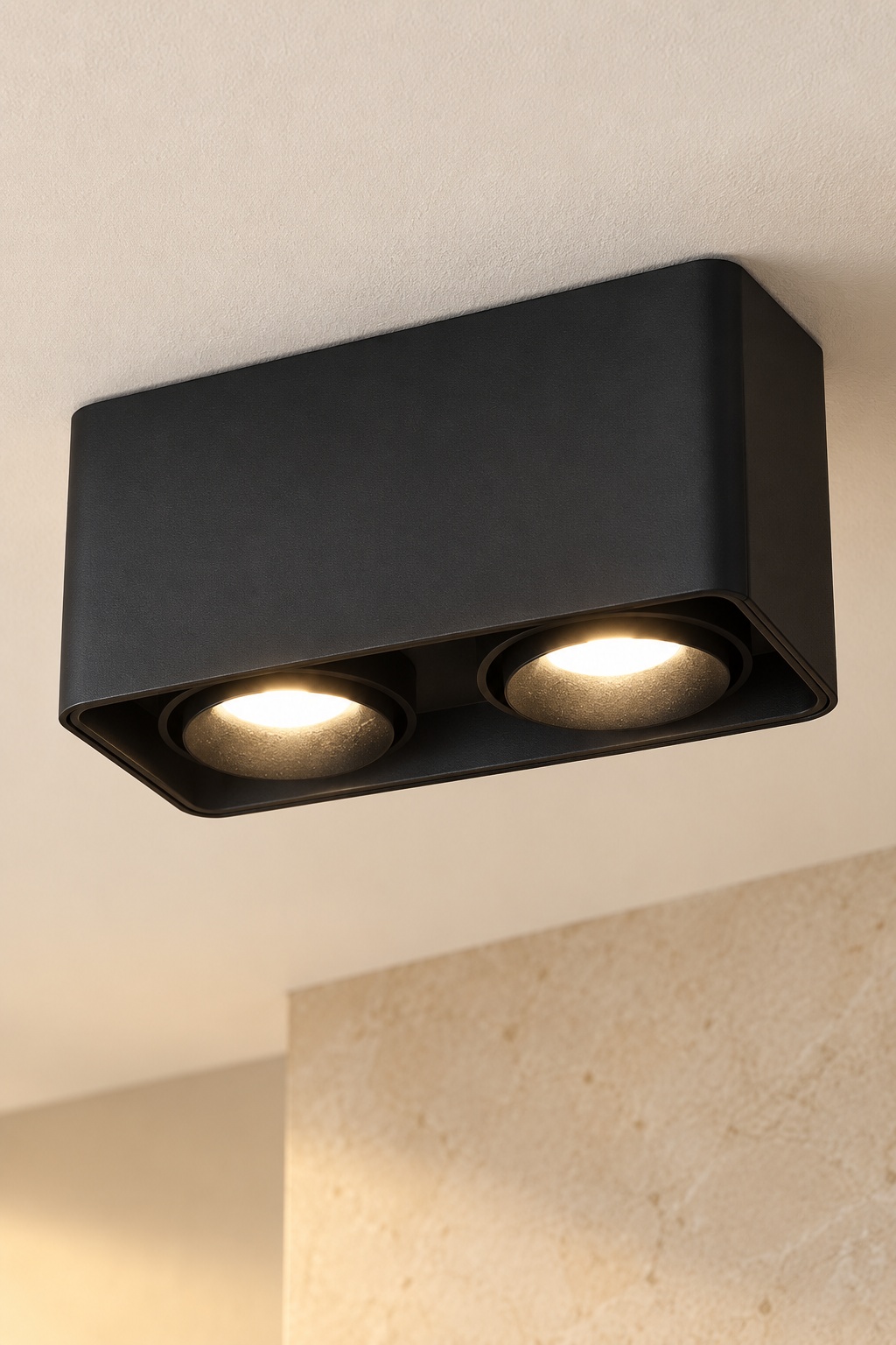 Plafonnier double spot noir mat - vue 4