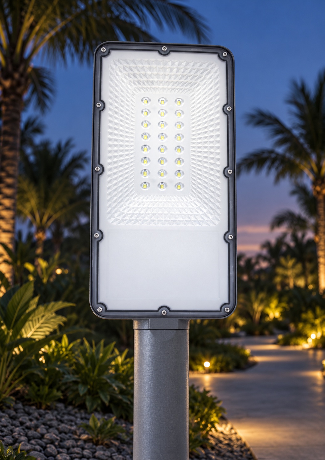 Luminaire solaire LED rectangulaire gris - vue 4