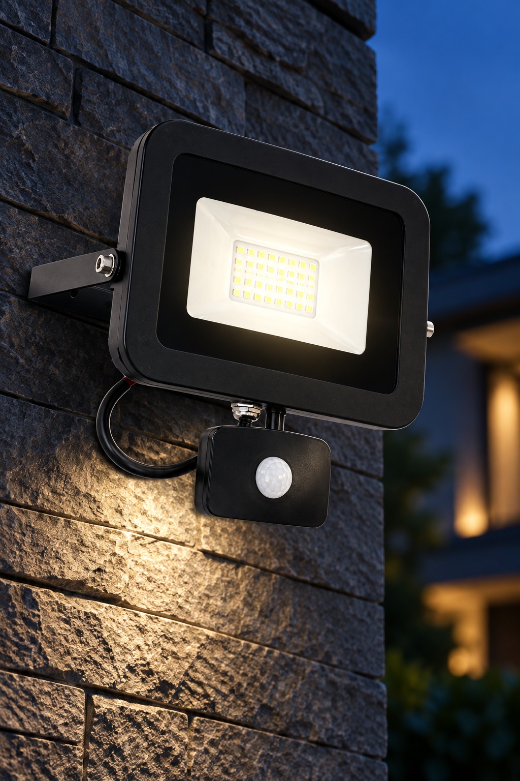 Projecteur LED noir avec détecteur de mouvement - vue 2