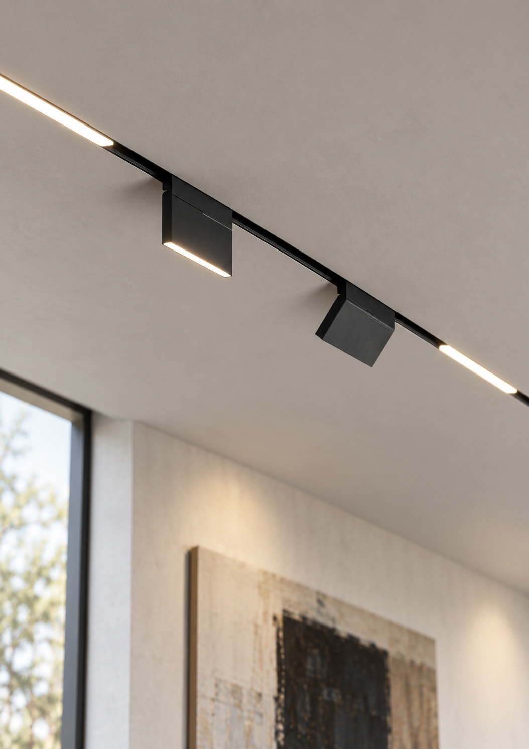 Rail d’éclairage encastré noir à modules rectangulaires orientables - vue 4