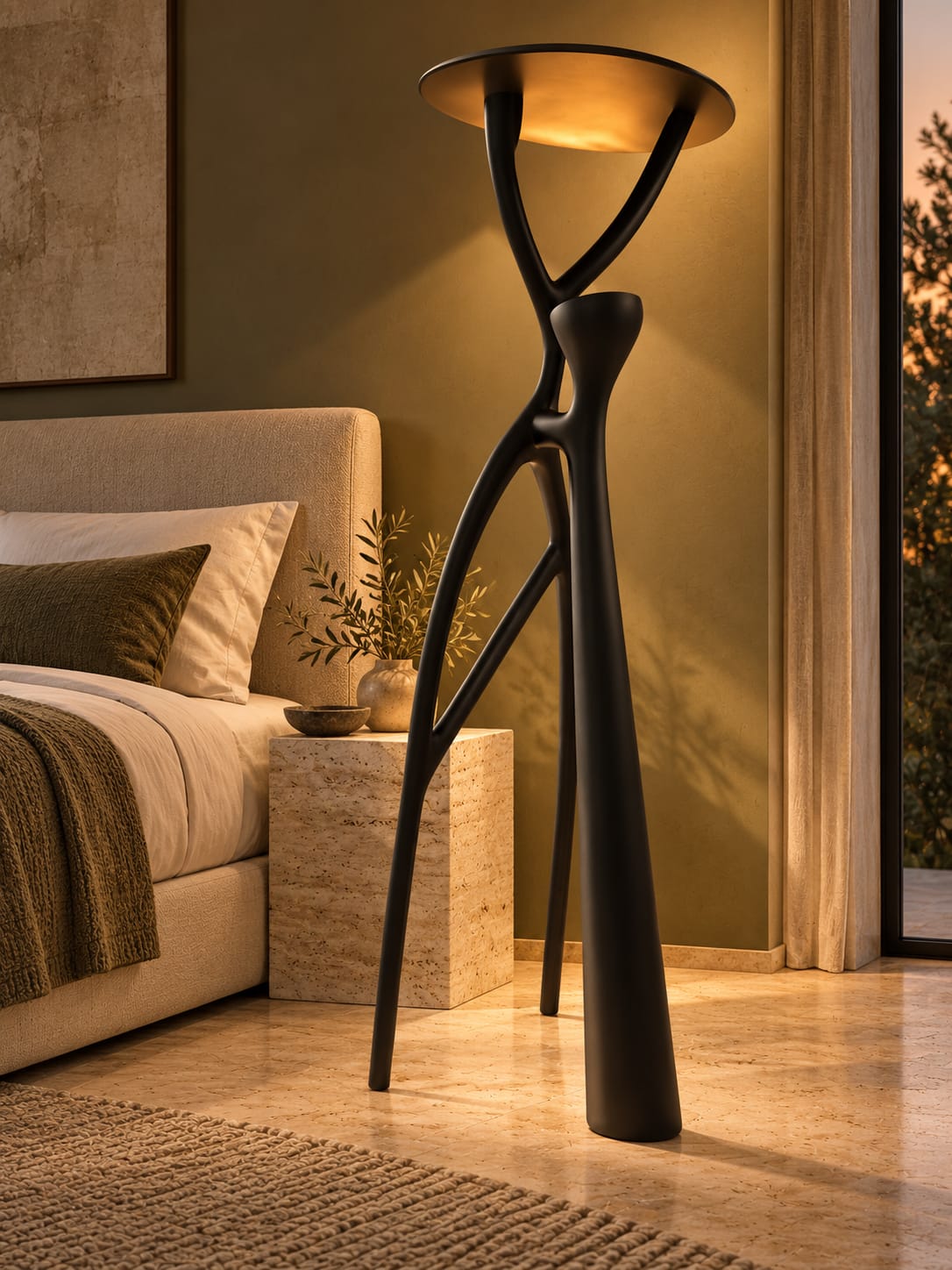 Lampadaire sculptural noir à silhouette organique - vue 3