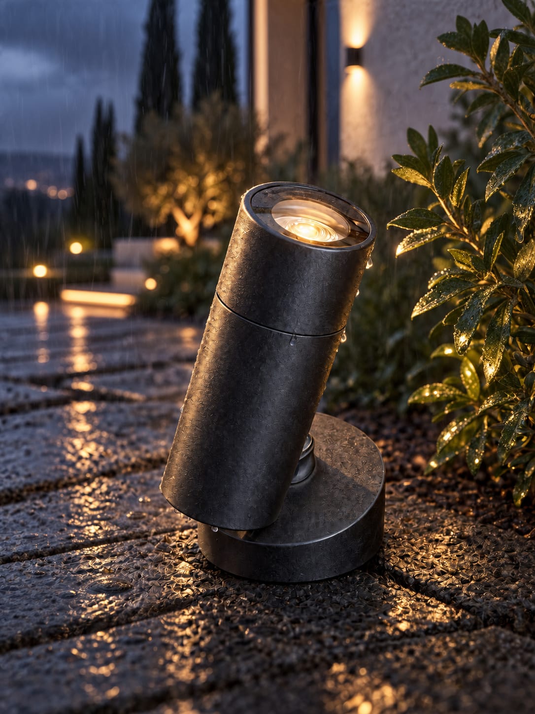 Spot cylindrique anthracite sur socle rond - vue 5