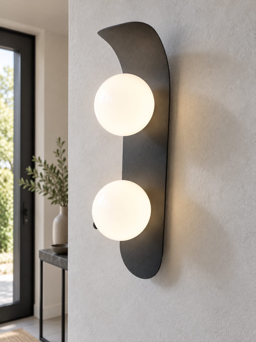 anthracite à deux globes opalins - vue 2