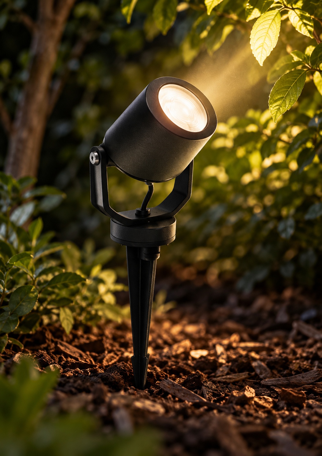 Spot de jardin orientable sur piquet noir - vue 2