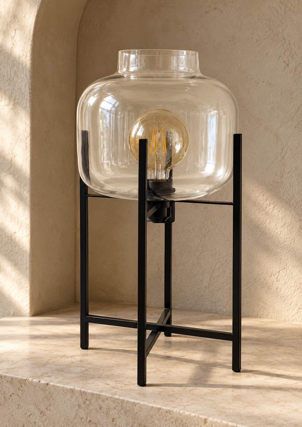 Lampe décorative en verre et métal noir - vue 5