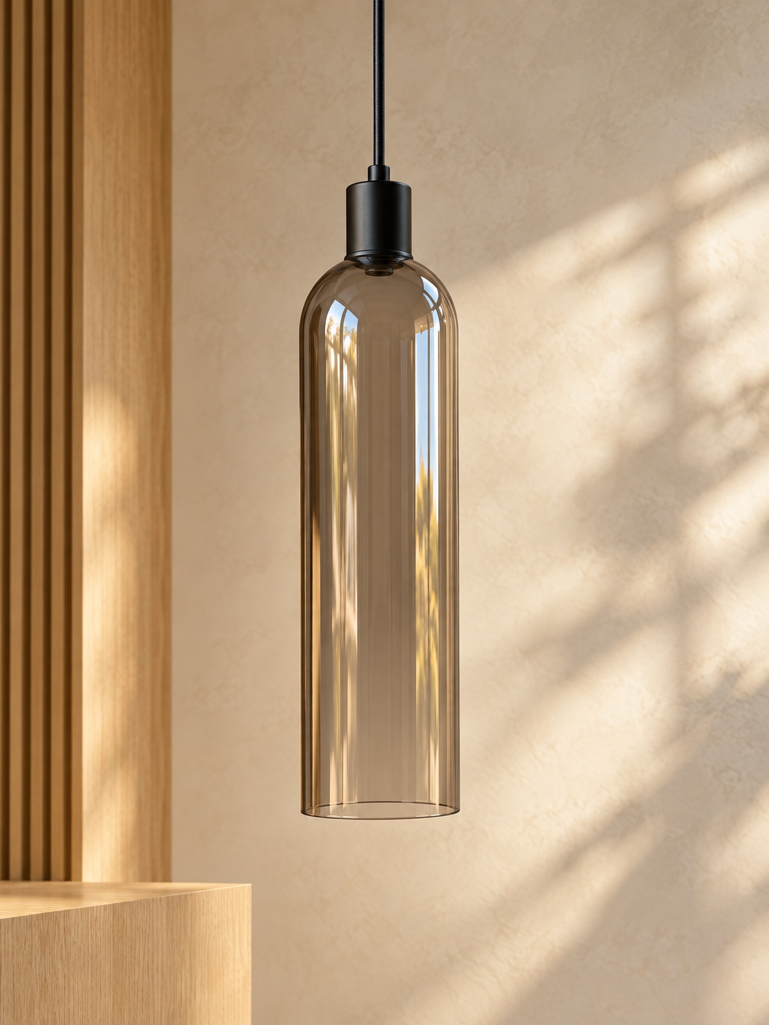 Suspension en verre fumé allongé - vue 5