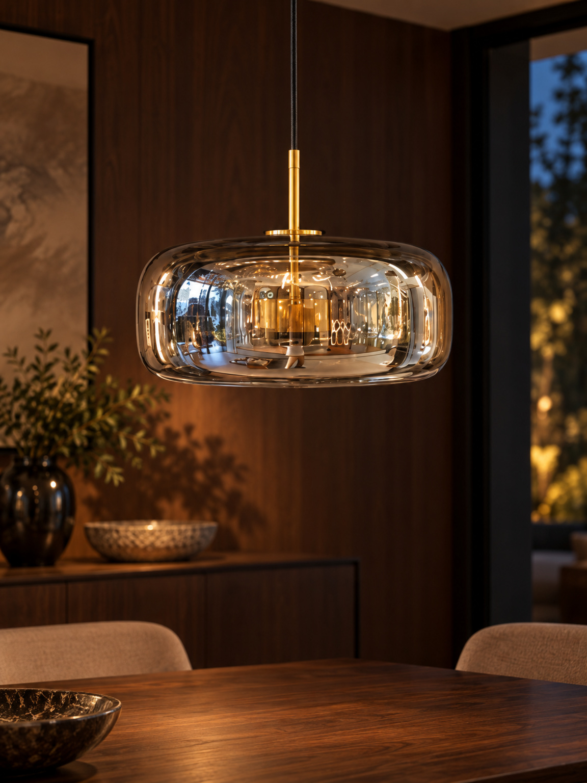 Suspension tambour en verre fumé - vue 5